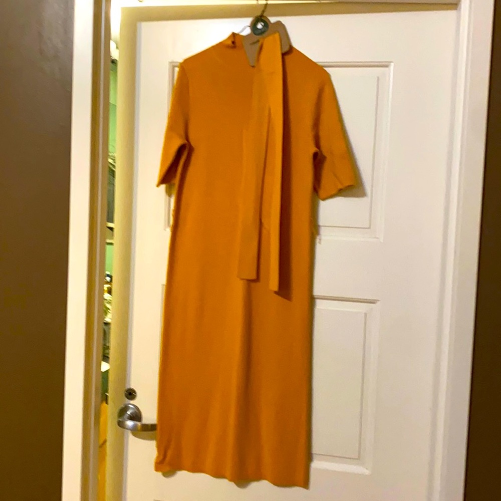 PERFECT for Fall! Ann Taylor golden yellow knit dress